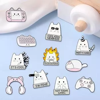 Креативная модная гарнитура с клавиатурой и клавиатурой с изображением кота и мыши, брошь с отворотом, значок, булавка, джинсовая сумка, подарок для мужчин и женщин, модные украшения