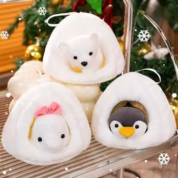Креативная мягкая игрушка «Снежное гнездо» для младенцев, милая кукла-гнездо, кукла-пингвин в виде белого медведя, детская успокаивающая тряпичная кукла 20cm 0.1kg