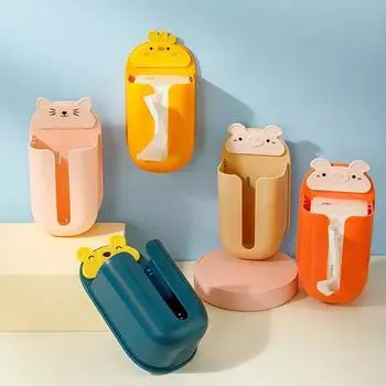 Креативная мультяшная коробка для салфеток, многофункциональная настенная съемная система хранения, подвесной держатель для бумаги для гостиной и ванной комнаты