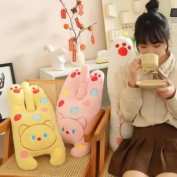 Креативная мультяшная подушка с кошкой, 3 цвета, плюшевые игрушки для кошек, круглые кошки в горошек, мягкие подарки на день рождения для девочек, домашний декор 60x30cm розовый