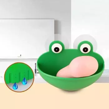 Креативная мыльница-лягушка, держатель для мыла, прочная душевая стена, чехол для слива мыла в ванной комнате, подушечки для посуды, контейнер для мыла зелёный