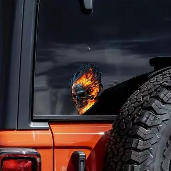 Креативная наклейка на автомобиль с огненным черепом, наклейка на автомобильное стекло, наклейка с огненным черепом на мотоцикл, локомотив латте 1pc