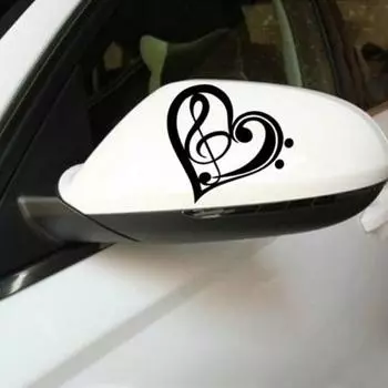 Креативная наклейка Treble Music Decal Clef Heart Светоотражающее украшение автомобиля DIY чёрный