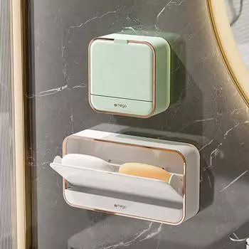 Креативная настенная мыльница с крышкой и двойной решеткой, полка для сушки мыла, держатель для мыла для ванной комнаты, аксессуары для ванной комнаты