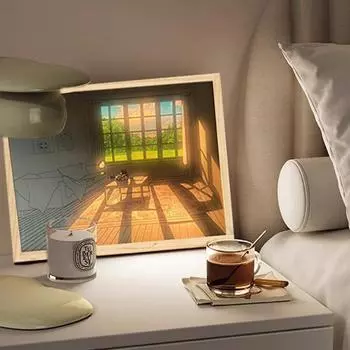 Креативная настольная лампа с деревянной рамкой, USB-димминг, светодиодная картина в японском стиле аниме, солнечный свет, окно, фото, ночной светящийся декор