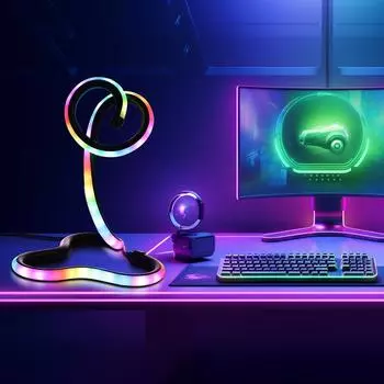 Креативная настольная лампа с USB-разъемом, с тремя цветами/сменными цветами, два режима, спальня, кабинет, игровая комната, вечеринка black чёрный