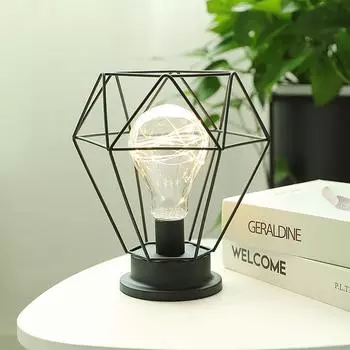 Креативная настольная лампа в стиле ретро, фонарь из медной проволоки, воронка, ромбовидная модель, ночник, домашний декор для стола, Maison