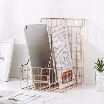 Креативная настольная полка для книг, держатель для журналов, настольная стойка для хранения документов, органайзер золотой