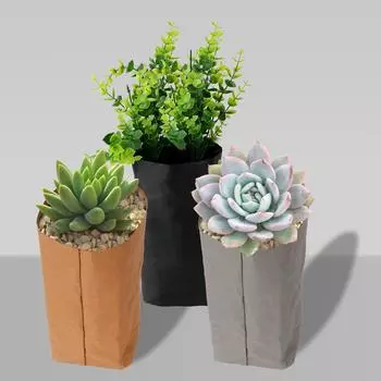 Креативная настольная сумка для растений, косметичка, цветочный горшок из крафт-бумаги, многоразовый чёрный