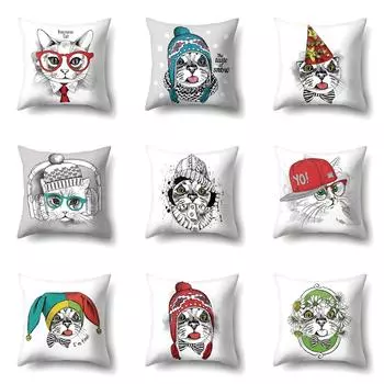 Креативная наволочка с кошачьей головой, диван, офисная подушка для гостиной, талии, спинки для спальни 40x40cm