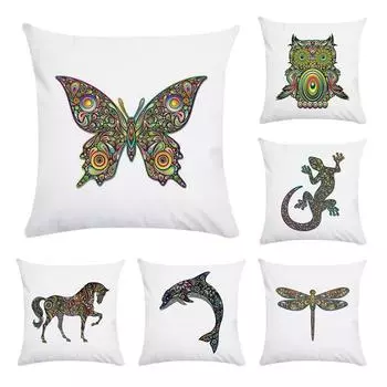 Креативная наволочка с рисунком совы-геккона для украшения автомобиля, офиса, гостиной, дома 40x40cm
