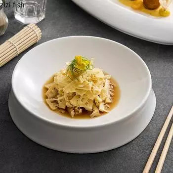 Креативная нестандартная керамическая тарелка для обеда, толстая суповая тарелка, десертное блюдо, тарелка для пасты, закусок, суши, специальная посуда для ресторана