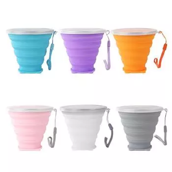 Креативная новая складная чашка из силикагеля, регулируемая чашка, портативная чашка для воды для путешествий на открытом воздухе, защита окружающей среды, с крышкой, подарочная чашка 270ml