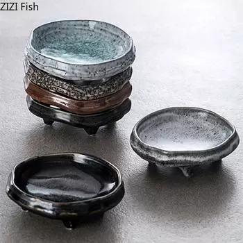 Креативная обеденная тарелка, винтажная керамическая тарелка для закусок, японский ресторан, суши, тарелка для соуса, домашняя кухонная посуда