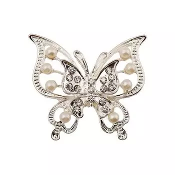 Креативная одежда высокого класса, изысканная модная двойная полая брошь в виде бабочки со стразами и жемчугом