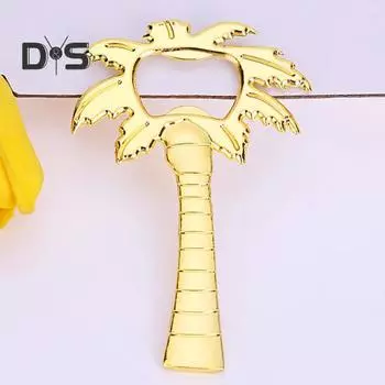 Креативная открывалка для бутылок, нескользящая открывалка для бутылок вина в форме кокосовой пальмы, свадебные сувениры, цвет пальмового золота серебряный