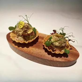 Креативная овальная тарелка для димсамов из ореха, ресторанная тарелка для десертов, закусок, суши, молекулярной кухни, деревянная специальная посуда