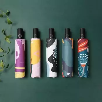 Креативная печать, автоматическое открытие и закрытие, устойчивый к ультрафиолетовому излучению, женский зонт от солнца