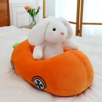 Креативная плюшевая игрушка-кролик с летающей редиской, кролик, детская автомобильная кукла, украшение для дома, подарок на день рождения Car length 40cm Rabbit 20cm
