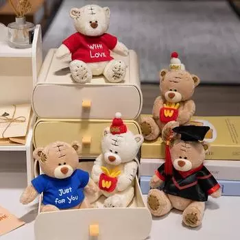 Креативная плюшевая игрушка в форме доктора, мягкая плюшевая игрушка в виде медведя, толстовка с капюшоном, держащая картофель фри, плюшевая кукла, украшение для дома, подарок на день рождения 15cm