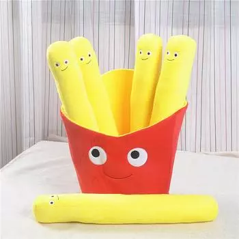 Креативная плюшевая кукла «Картошка фри»: Забавная подушка-закуска для детской комнаты или домашнего декора 30cm Wrapper