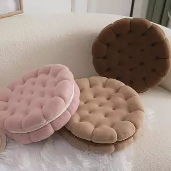 Креативная плюшевая подушка «Печенье»: Милая, толстая ворсовая подушка для дивана и дома Diameter 35cm, Thickness 10cm