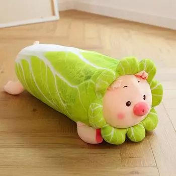 Креативная подушка-игрушка в виде капусты и свиньи, длинная подушка, плюшевая игрушка, кукла-поросенок, подушка для дивана, супермягкий подарок на день рождения для девочек 70cm