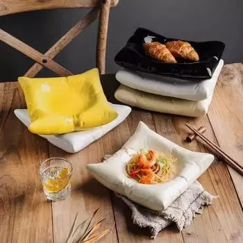 Креативная подушка керамическая тарелка стейк десерт суши тарелка квадратный прямоугольный керамический поднос для хранения столовых приборов кухонные принадлежности