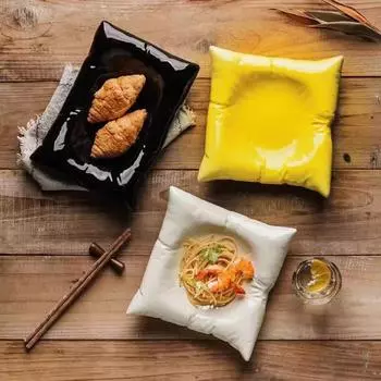 Креативная подушка керамическая тарелка стейк десерт суши тарелка квадратный прямоугольный керамический поднос для хранения столовых приборов кухонные принадлежности