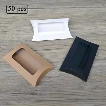 Креативная подушка, коробка для конфет, печенья, крафт-бумага с окном, подарочная коробка для дня рождения, свадьбы, вечеринки, принадлежности 50pc&12.5x7x2.5cm