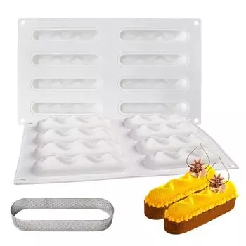 Креативная посуда для выпечки с 8 силиконовыми формами для муссового торта белый