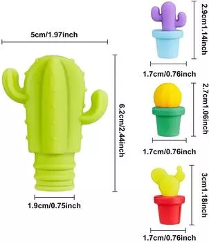 Креативная пробка для бутылки вина в форме кактуса, пробка для бутылки, заглушка для бутылки, специальная силиконовая этикетка для бокала для вина, маркер в виде кактуса