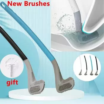 Креативная прочная щетка для унитаза для гольфа, настенная силиконовая щетка для чистки немертвых углов с длинной ручкой, бытовые инструменты для чистки ванной комнаты белый