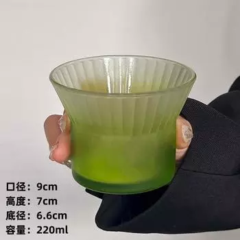 Креативная продвинутая кружка для кофе с подвесным ушком, меняющая цвет постепенно, стакан для холодных напитков, стеклянная чашка для латте с вертикальным узором, бытовой стакан для питья Frosted Green