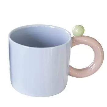 Креативная простая чашка для воды синего цвета, 300 мл, керамическая кружка, фарфоровая чайная чашка для дома, офиса, кофейная кружка с ручкой для питья