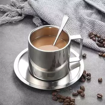 Креативная простая кофейная чашка из нержавеющей стали, кружка для воды, кофейная чашка, чашка для молока, чашка для завтрака, послеобеденный чай