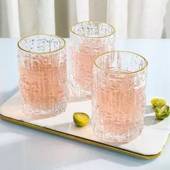 Креативная простая стеклянная чашка для воды, чашка с текстурой коры, чашка для сока, стеклянная чашка для молока