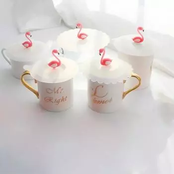 Креативная противопыльная многоразовая силиконовая кофейная кружка с фламинго, стеклянная крышка, крышка