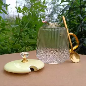 Креативная прозрачная стеклянная кружка большой емкости, кофейная чашка, чашка для молока, чашка для завтрака, чашка для воды, набор для питья