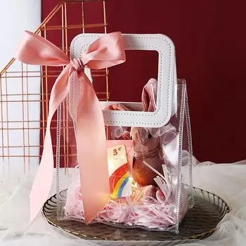 Креативная прозрачная сумка-тоут, сумка для покупок из ПВХ с ручкой, подарочная сумка, многоразовая многоцелевая сумка большой вместимости, подарочная сумка as the picture