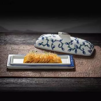 Креативная прямоугольная керамическая десертная тарелка с крышкой, ресторанная демонстрационная тарелка для молекулярной кухни, суши-тарелка, специальная столовая посуда