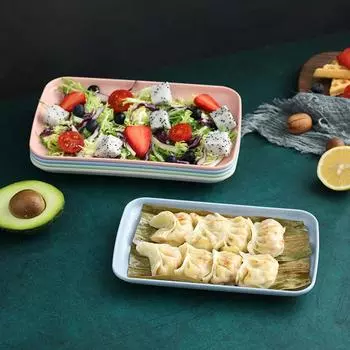 Креативная прямоугольная тарелка из пшеничной соломы, меламиновая здоровая столовая посуда, кухонные принадлежности для приготовления пищи, блюда для десертов, суши, пасты 11 Inches бежевый