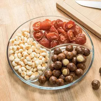 Креативная разделенная стеклянная тарелка, прозрачная посуда, тарелка с фруктами в стиле западной кухни, тарелка для салата, тарелка для десерта, практичная кухонная утварь