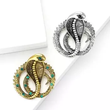 Креативная ретро-брошь в виде кобры из сплава, персонализированная универсальная булавка для мужского и женского костюма, свитера, корсажа