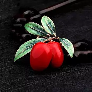 Креативная ретро-брошь в виде красной вишни, женственная, в национальном стиле, фруктовый корсаж, модный свитер, пальто, булавка, аксессуары
