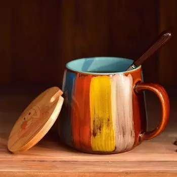 Креативная ретро-кружка, расписанная вручную, в новом скандинавском стиле, керамическая кофейная кружка для офиса, питьевая утварь, подарки для пап, необычные кружки, посуда для питья 480