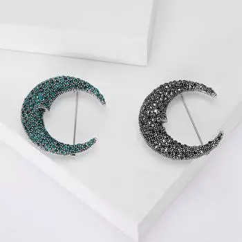 Креативная ретро-луна брошь для тестя Темпераментная простая модная персонализированная брошь со стразами