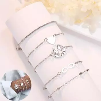 Креативная ретро-полая карта Love Lucky 8 слов, набор браслетов, модные ювелирные изделия, подарки