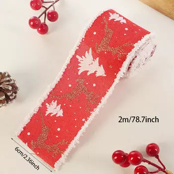 Креативная рождественская печатная проволочная лента трехцветная кружевная лента с изображением лося своими руками лен рулон подарочная упаковочная лента для праздника One Size
