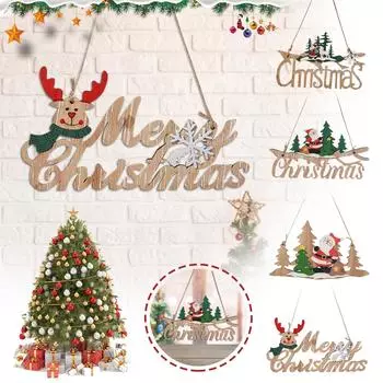 Креативная рождественская подвеска, рождественские деревянные поделки, дверная вешалка для домашнего ресторана белый